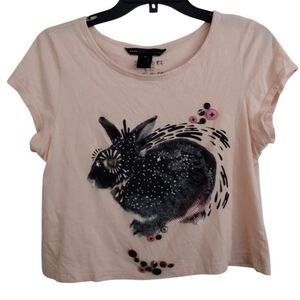 Marc By Marc Jacobs Blush Pink Bunny Graphic Image T-shirt Buttons Size Medium